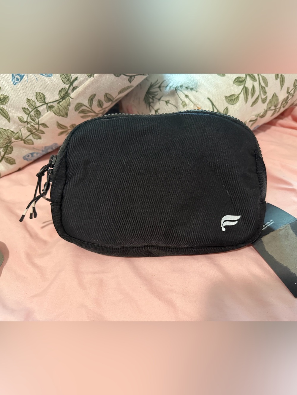 Fabletics Black Crossbody Pouch with White Logo